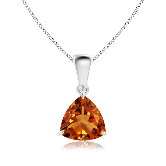 7mm AAAA Claw-Set Trillion Citrine Solitaire Pendant in P950 Platinum 