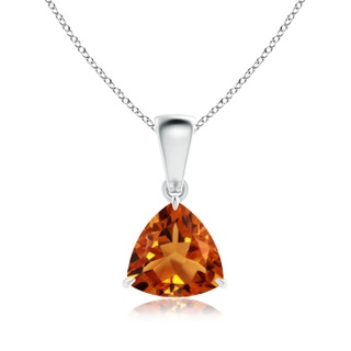 7mm AAAA Claw-Set Trillion Citrine Solitaire Pendant in White Gold