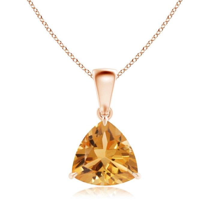 8mm A Claw-Set Trillion Citrine Solitaire Pendant in Rose Gold 