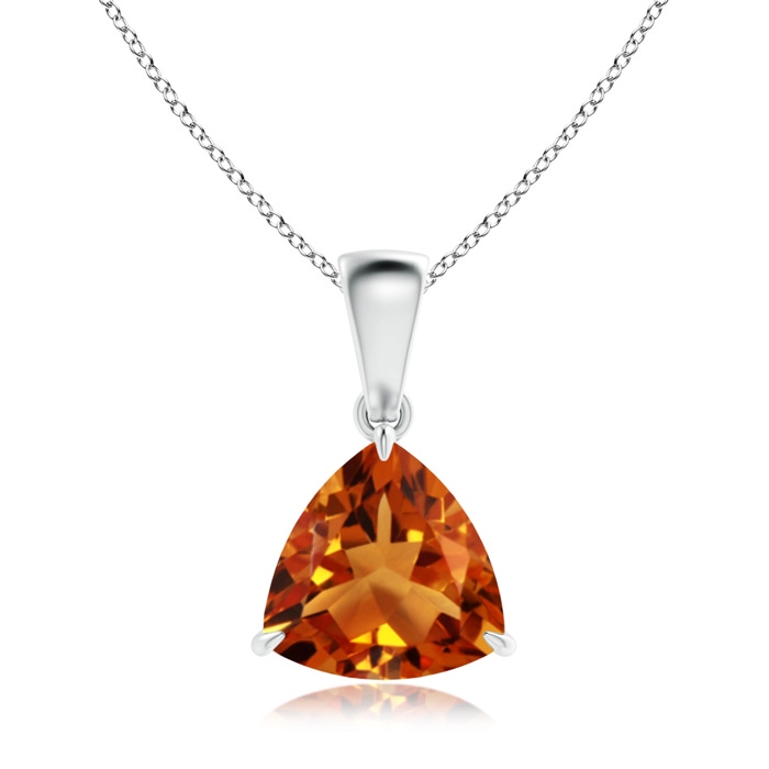 8mm AAAA Claw-Set Trillion Citrine Solitaire Pendant in White Gold 