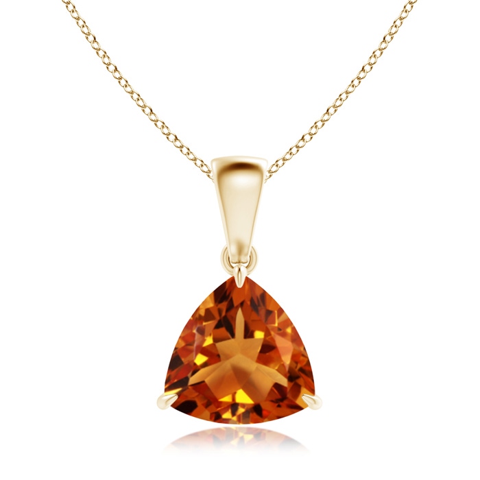 8mm AAAA Claw-Set Trillion Citrine Solitaire Pendant in Yellow Gold 