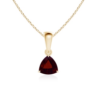 5mm A Claw-Set Trillion Garnet Solitaire Pendant in 9K Yellow Gold