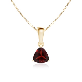 5mm AAA Claw-Set Trillion Garnet Solitaire Pendant in Yellow Gold