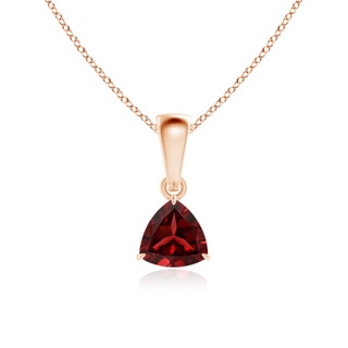 5mm AAAA Claw-Set Trillion Garnet Solitaire Pendant in Rose Gold