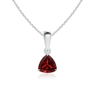 5mm AAAA Claw-Set Trillion Garnet Solitaire Pendant in White Gold