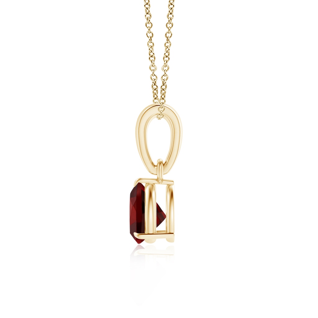 5mm AAAA Claw-Set Trillion Garnet Solitaire Pendant in Yellow Gold Side 1