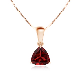 6mm AAAA Claw-Set Trillion Garnet Solitaire Pendant in Rose Gold