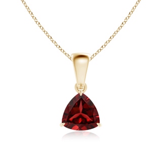 6mm AAAA Claw-Set Trillion Garnet Solitaire Pendant in Yellow Gold