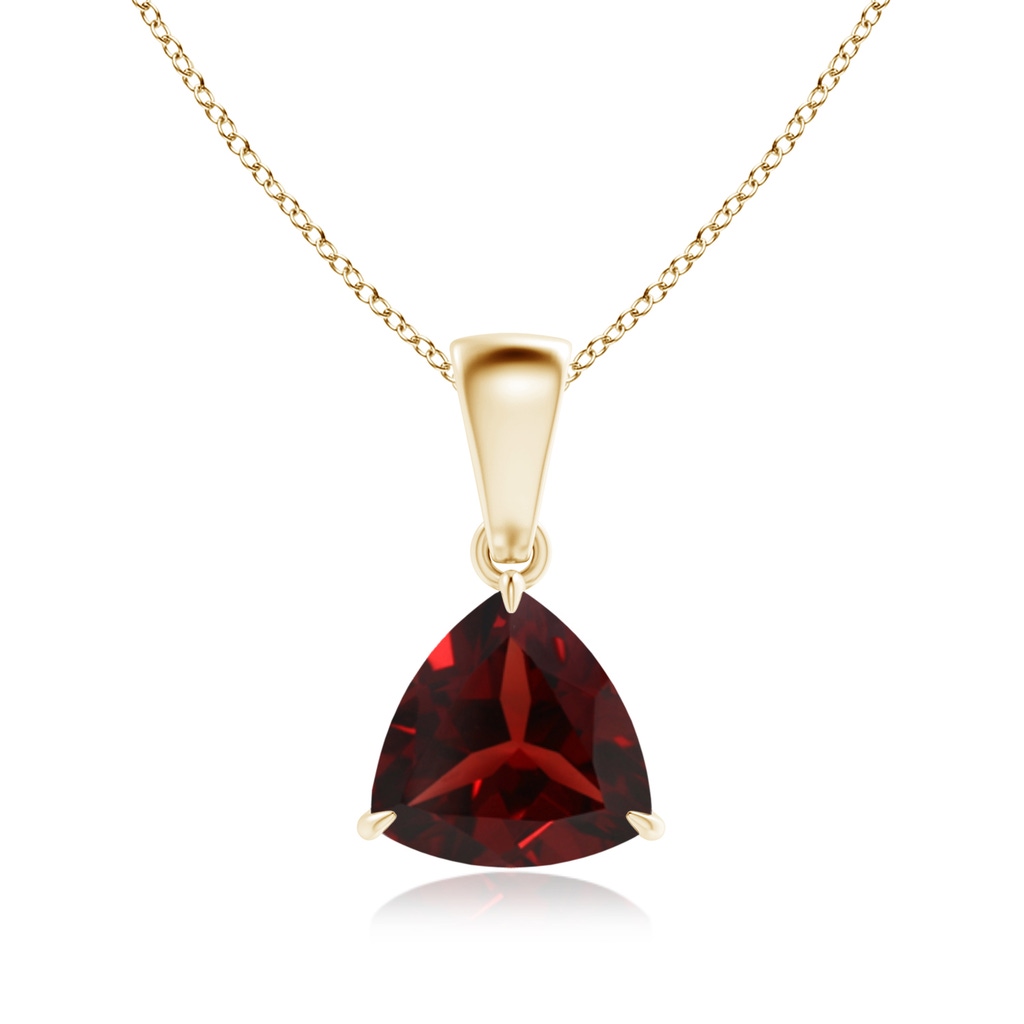 7mm AAA Claw-Set Trillion Garnet Solitaire Pendant in Yellow Gold