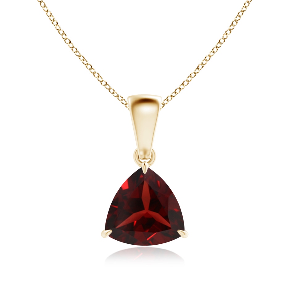 7mm AAA Claw-Set Trillion Garnet Solitaire Pendant in Yellow Gold 