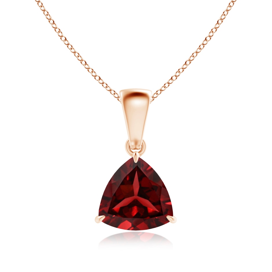 7mm AAAA Claw-Set Trillion Garnet Solitaire Pendant in Rose Gold 