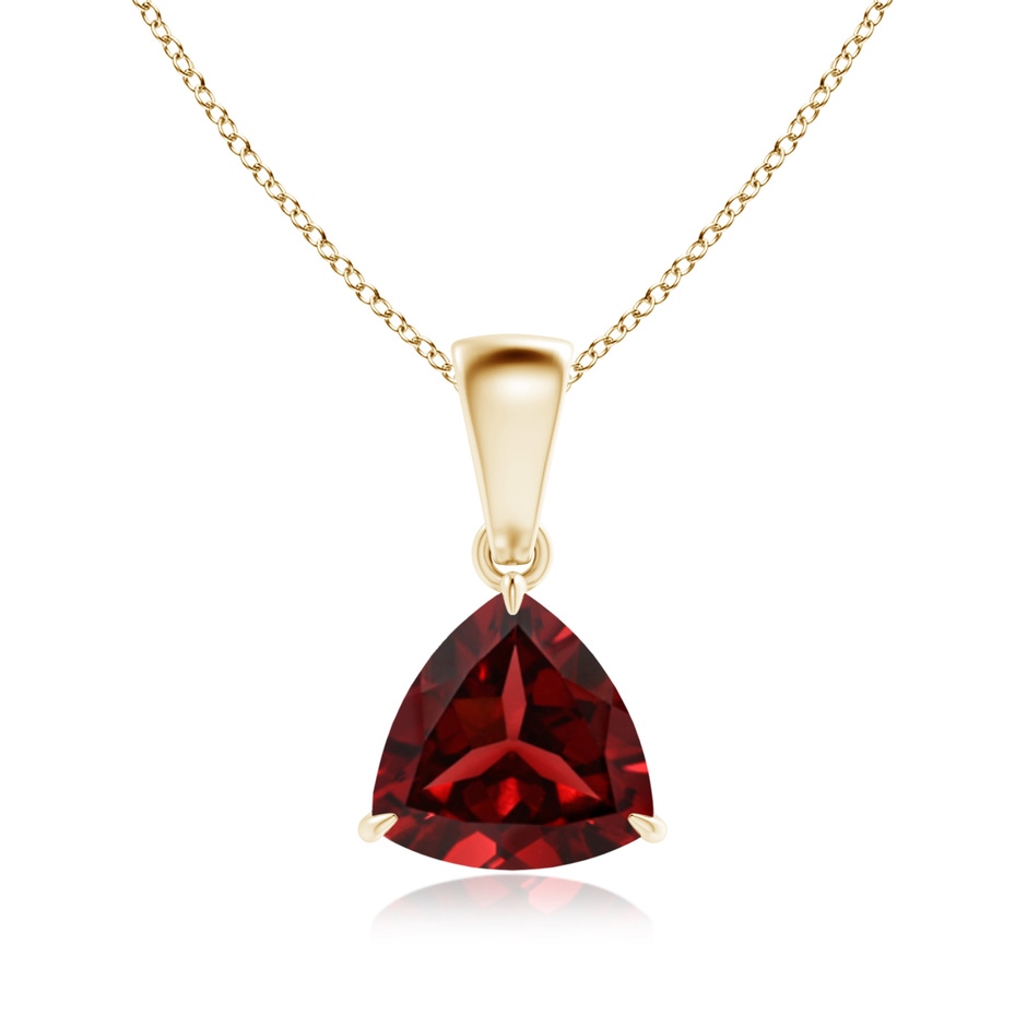 7mm AAAA Claw-Set Trillion Garnet Solitaire Pendant in Yellow Gold 
