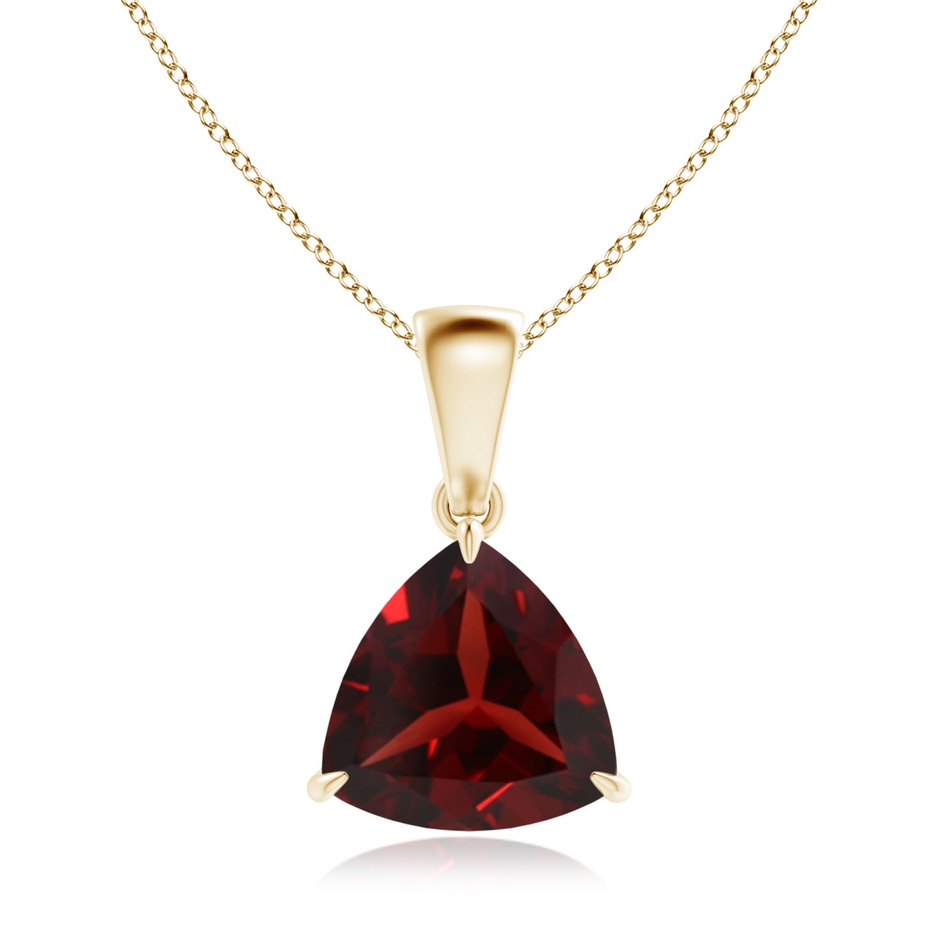 8mm AAA Claw-Set Trillion Garnet Solitaire Pendant in Yellow Gold 