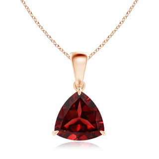 8mm AAAA Claw-Set Trillion Garnet Solitaire Pendant in Rose Gold