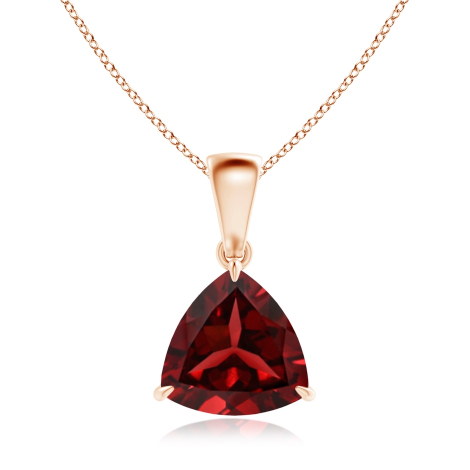 8mm AAAA Claw-Set Trillion Garnet Solitaire Pendant in Rose Gold 