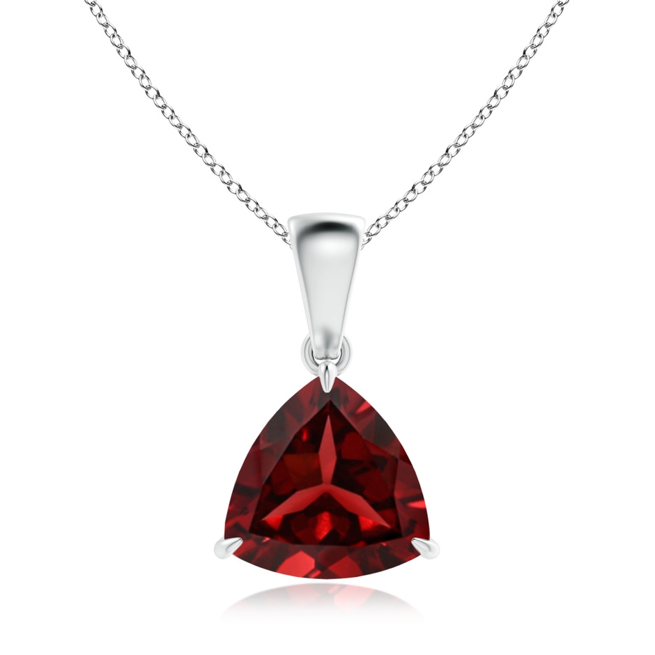 8mm AAAA Claw-Set Trillion Garnet Solitaire Pendant in White Gold 