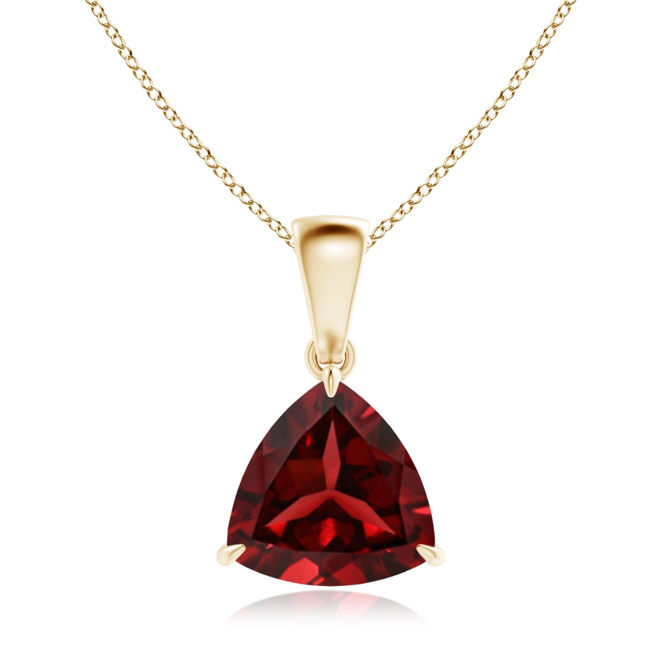 8mm AAAA Claw-Set Trillion Garnet Solitaire Pendant in Yellow Gold 