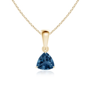 5mm AA Claw-Set Trillion London Blue Topaz Solitaire Pendant in 9K Yellow Gold