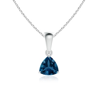 5mm AAA Claw-Set Trillion London Blue Topaz Solitaire Pendant in White Gold