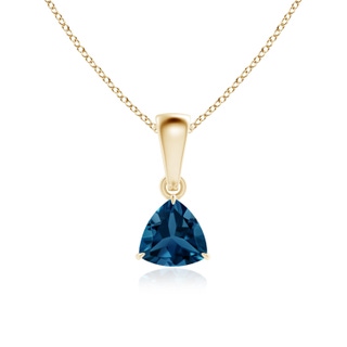 5mm AAA Claw-Set Trillion London Blue Topaz Solitaire Pendant in Yellow Gold