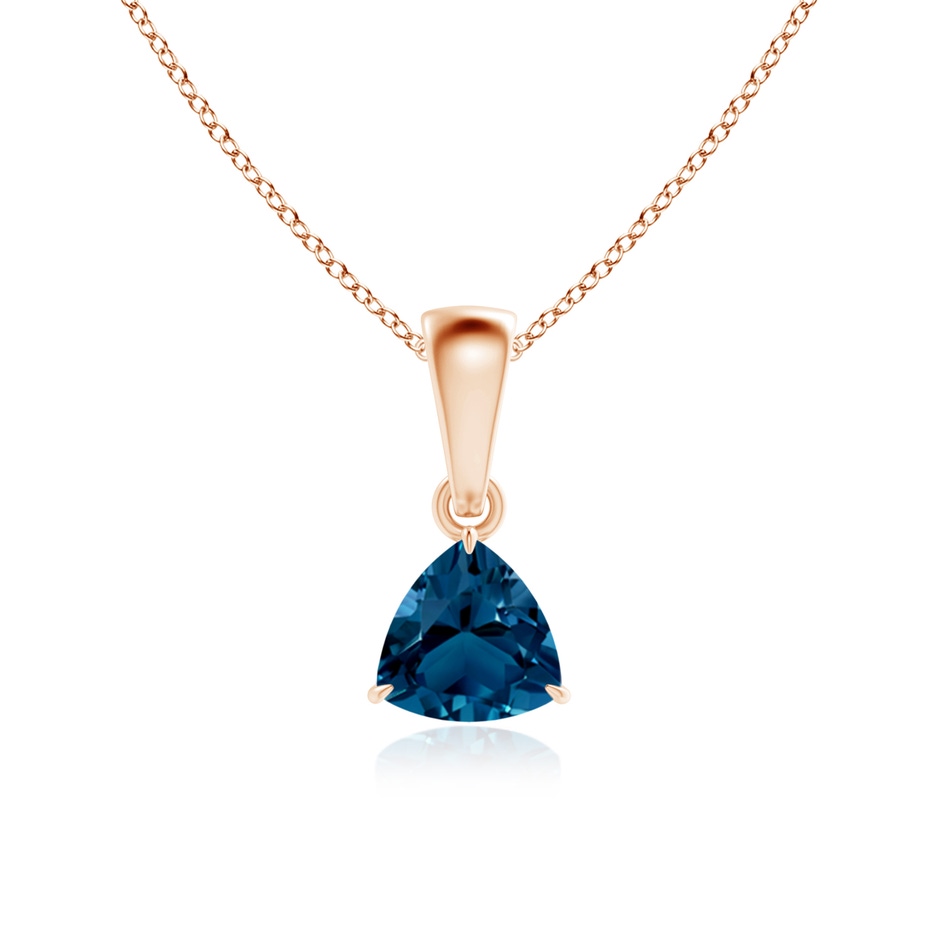 5mm AAAA Claw-Set Trillion London Blue Topaz Solitaire Pendant in Rose Gold 