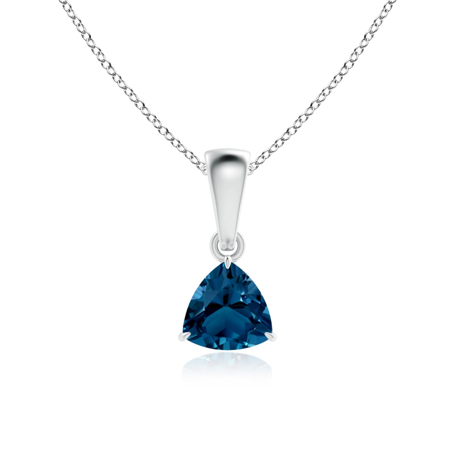 5mm AAAA Claw-Set Trillion London Blue Topaz Solitaire Pendant in White Gold 