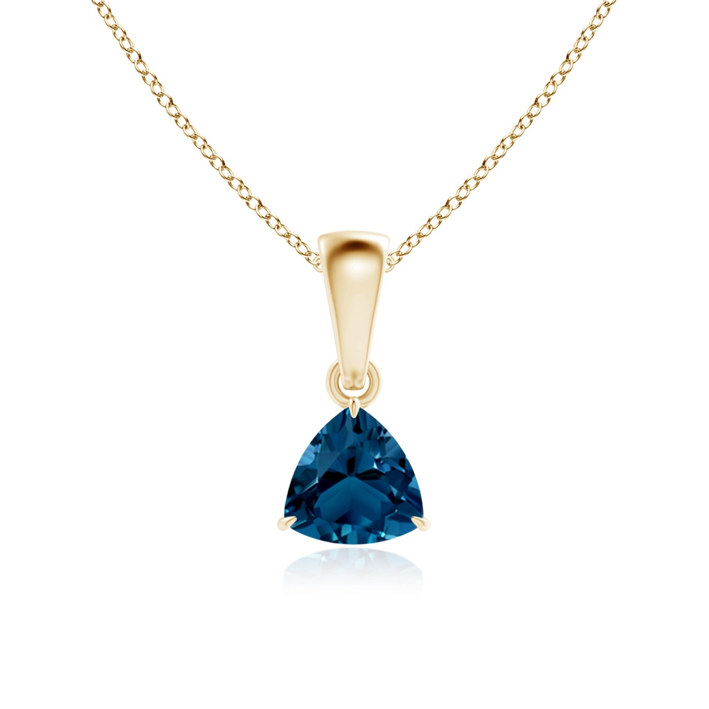 5mm AAAA Claw-Set Trillion London Blue Topaz Solitaire Pendant in Yellow Gold