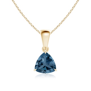 6mm A Claw-Set Trillion London Blue Topaz Solitaire Pendant in 9K Yellow Gold