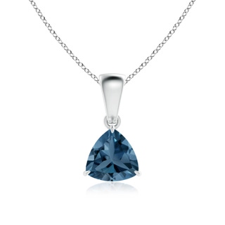 6mm A Claw-Set Trillion London Blue Topaz Solitaire Pendant in White Gold
