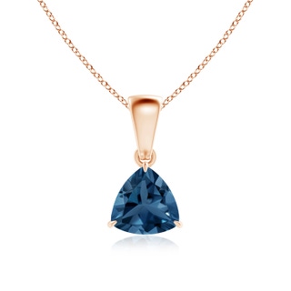 6mm AA Claw-Set Trillion London Blue Topaz Solitaire Pendant in Rose Gold