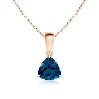 6mm AAAA Claw-Set Trillion London Blue Topaz Solitaire Pendant in 9K Rose Gold