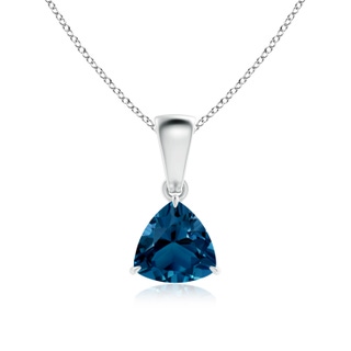 6mm AAAA Claw-Set Trillion London Blue Topaz Solitaire Pendant in White Gold