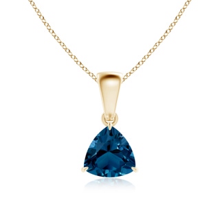 6mm AAAA Claw-Set Trillion London Blue Topaz Solitaire Pendant in Yellow Gold