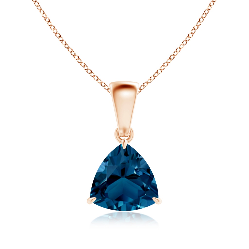 7mm AAAA Claw-Set Trillion London Blue Topaz Solitaire Pendant in Rose Gold