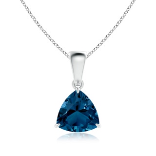 7mm AAAA Claw-Set Trillion London Blue Topaz Solitaire Pendant in White Gold