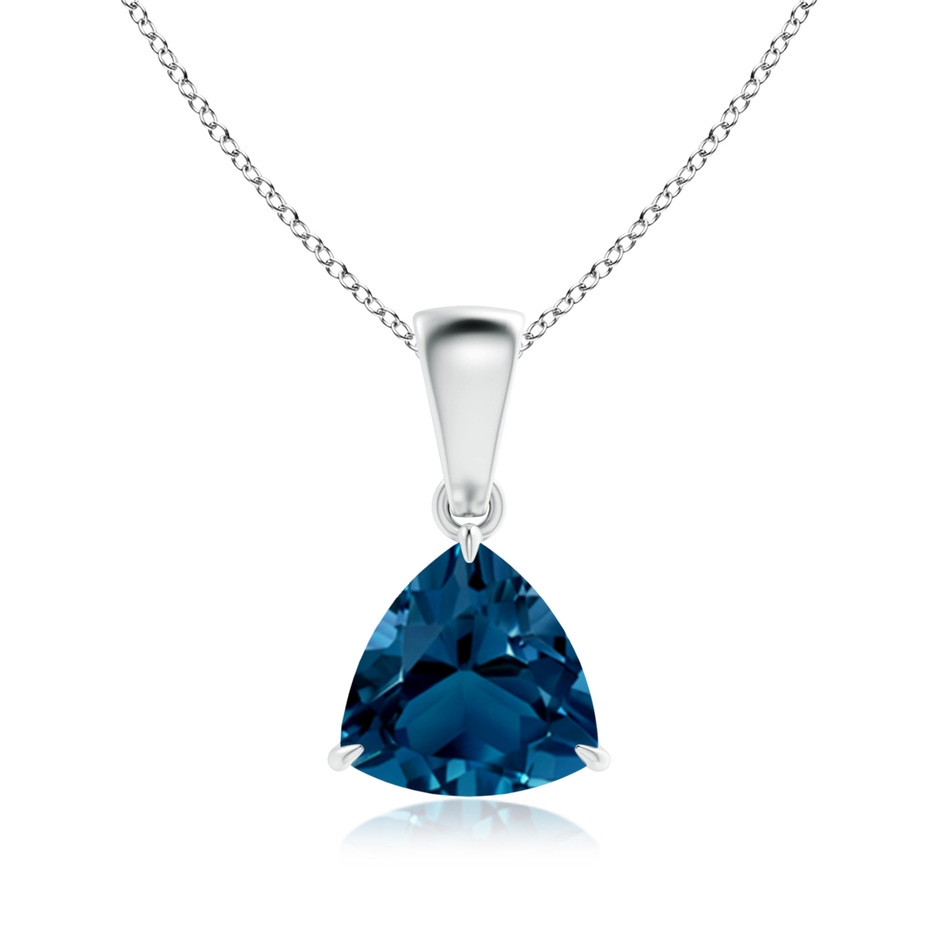 7mm AAAA Claw-Set Trillion London Blue Topaz Solitaire Pendant in White Gold 