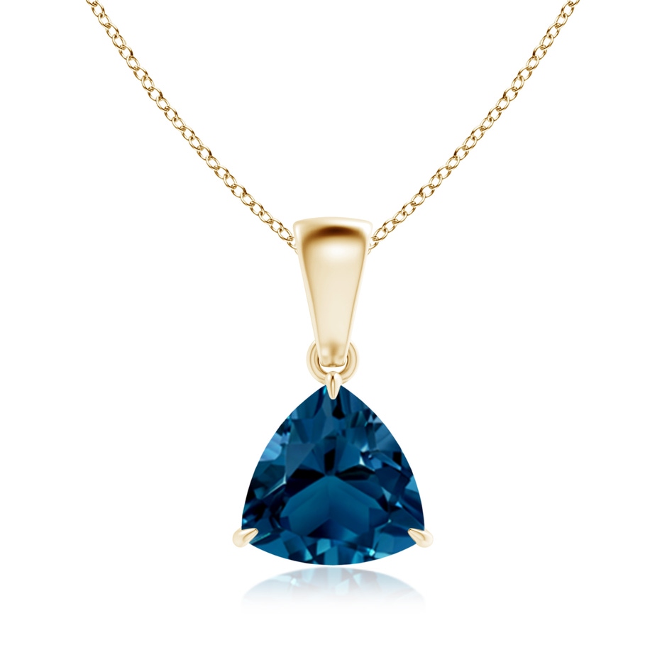 7mm AAAA Claw-Set Trillion London Blue Topaz Solitaire Pendant in Yellow Gold 