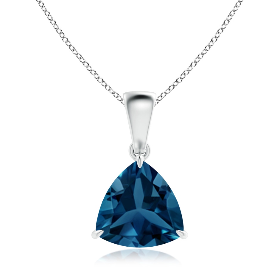 8mm AAA Claw-Set Trillion London Blue Topaz Solitaire Pendant in White Gold 