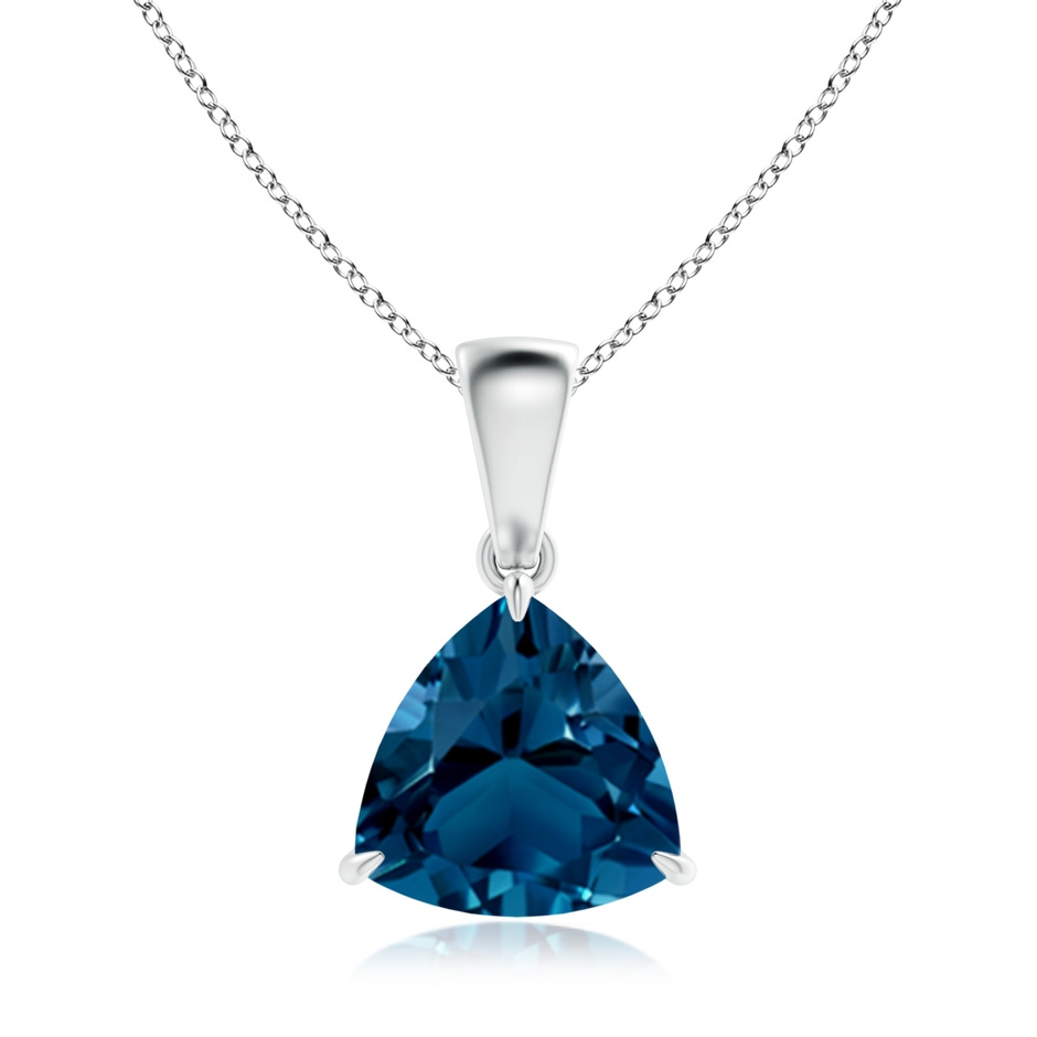 8mm AAAA Claw-Set Trillion London Blue Topaz Solitaire Pendant in White Gold 