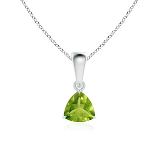 5mm AAA Claw-Set Trillion Peridot Solitaire Pendant in White Gold