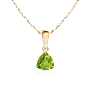 5mm AAA Claw-Set Trillion Peridot Solitaire Pendant in Yellow Gold
