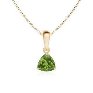 5mm AAAA Claw-Set Trillion Peridot Solitaire Pendant in 9K Yellow Gold