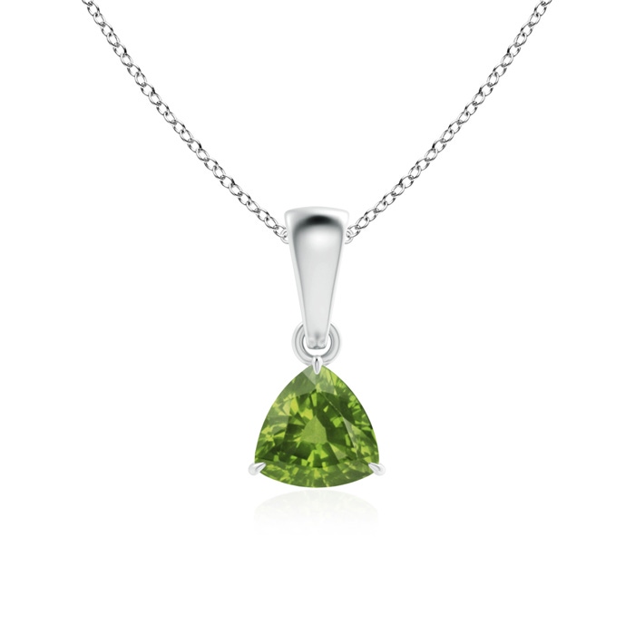 5mm AAAA Claw-Set Trillion Peridot Solitaire Pendant in P950 Platinum