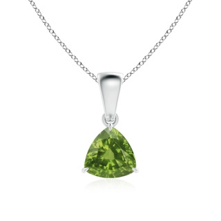 6mm AAAA Claw-Set Trillion Peridot Solitaire Pendant in P950 Platinum