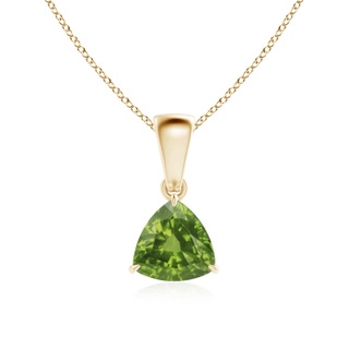 6mm AAAA Claw-Set Trillion Peridot Solitaire Pendant in Yellow Gold
