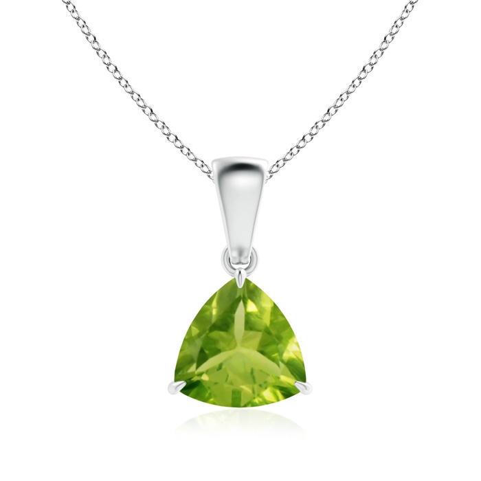 7mm AAA Claw-Set Trillion Peridot Solitaire Pendant in White Gold 