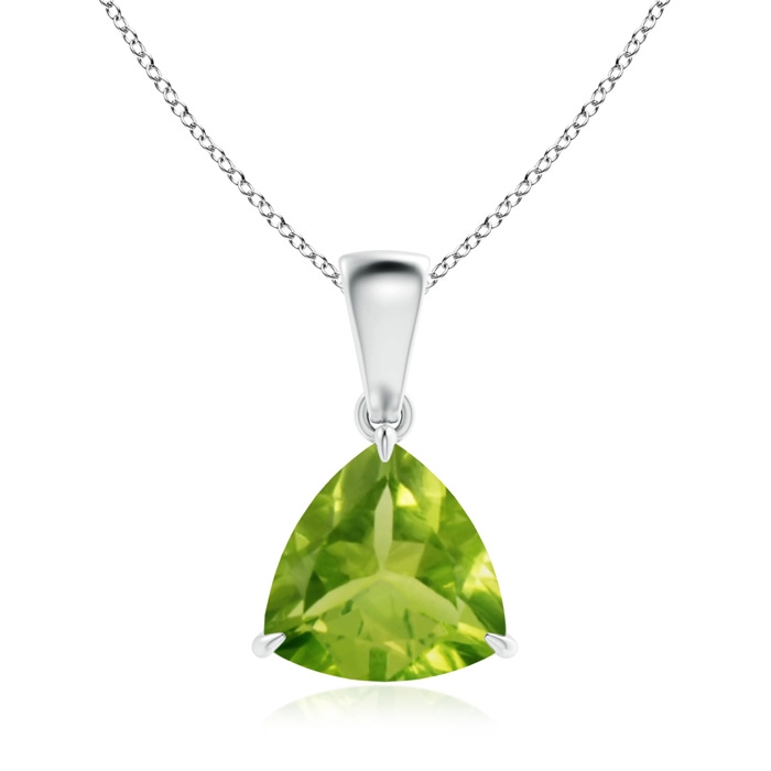 8mm AAA Claw-Set Trillion Peridot Solitaire Pendant in White Gold 