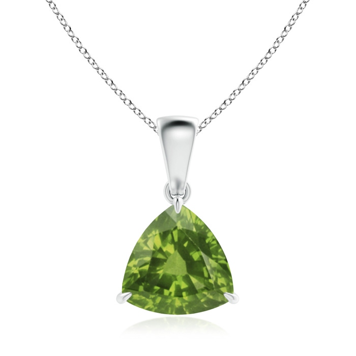 8mm AAAA Claw-Set Trillion Peridot Solitaire Pendant in P950 Platinum