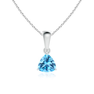 5mm AAA Claw-Set Trillion Swiss Blue Topaz Solitaire Pendant in 9K White Gold