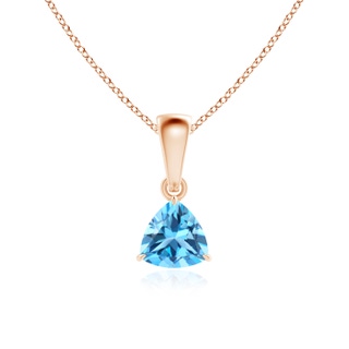 5mm AAA Claw-Set Trillion Swiss Blue Topaz Solitaire Pendant in Rose Gold